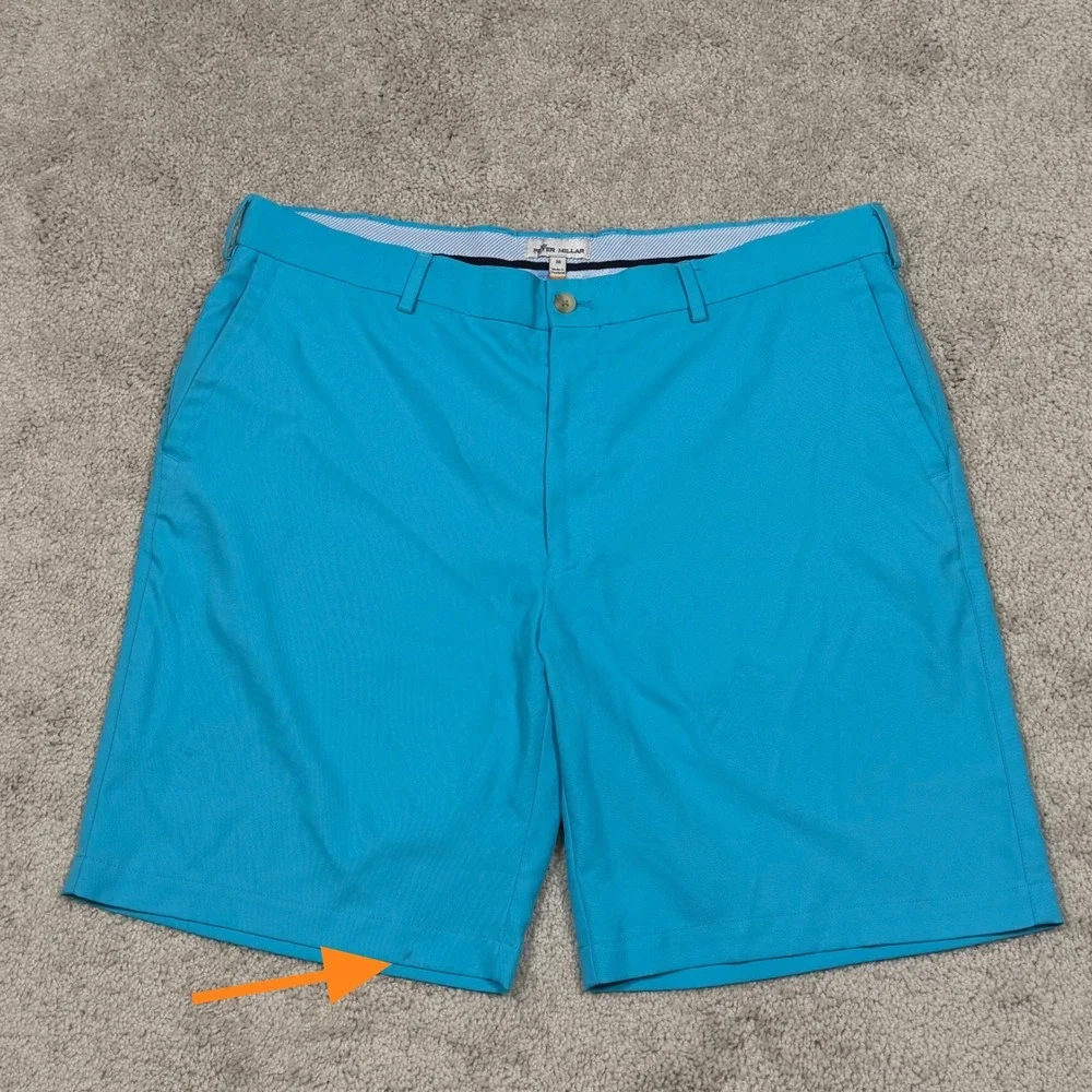 Peter Millar Mens Performance Golf Shorts Turquoise Blue Size 38 Flat Front